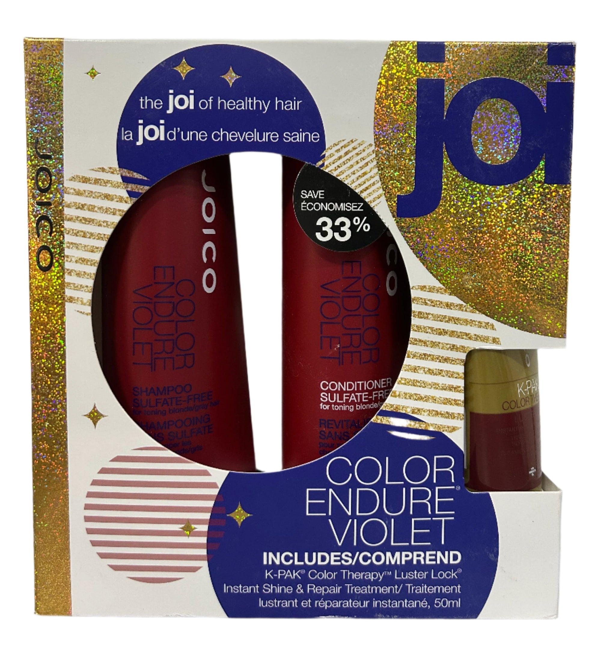 Joico Color Endure Violet 3pc Set Shampoo & Conditioner 300ml Each with K-Pak Color Therapy Luster 50ml