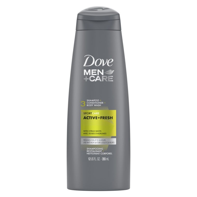 Dove Men Care Active + Fresh 3 Shampoo + Conditioner + Body Wash 355ml