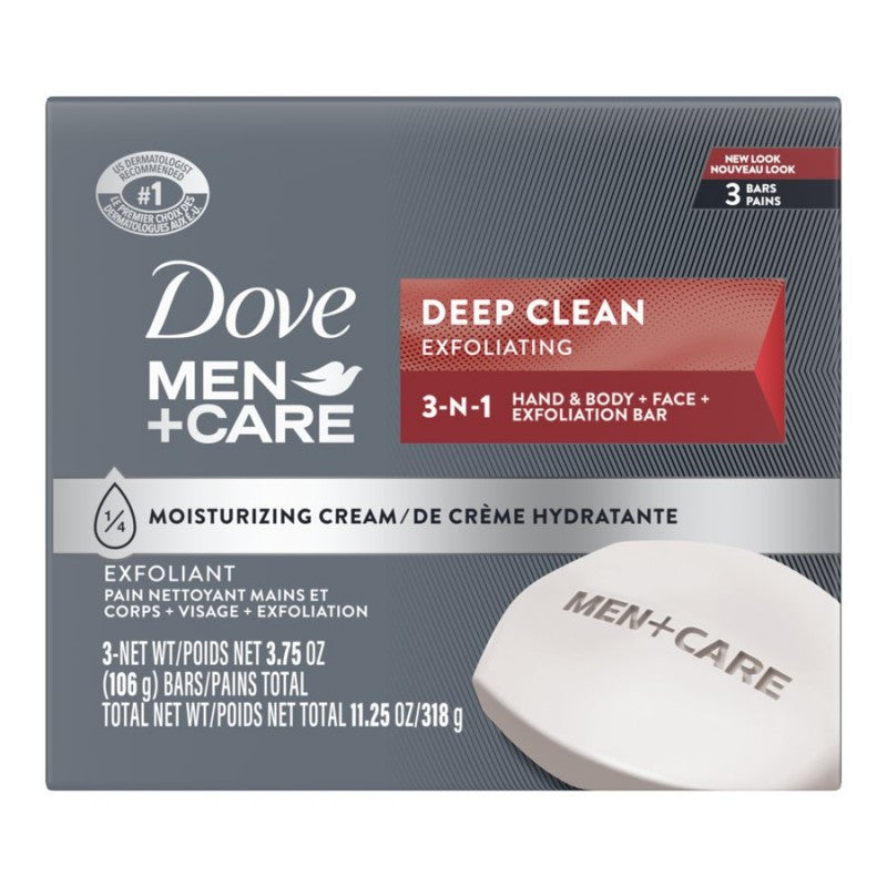 Dove Men + Care - Deep Clean Body + Face Bars 3pcs x 106grams