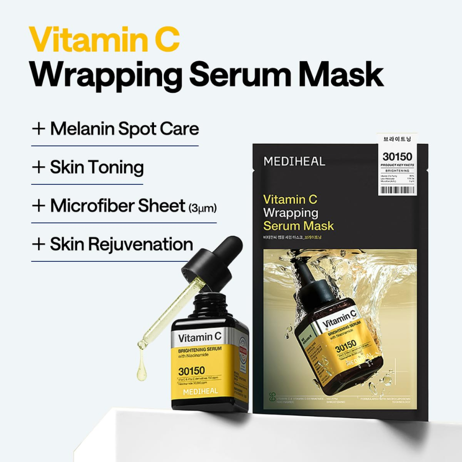 MEDIHEAL Vitamin C Wrapping Serum Mask Brightening (1 sheet)