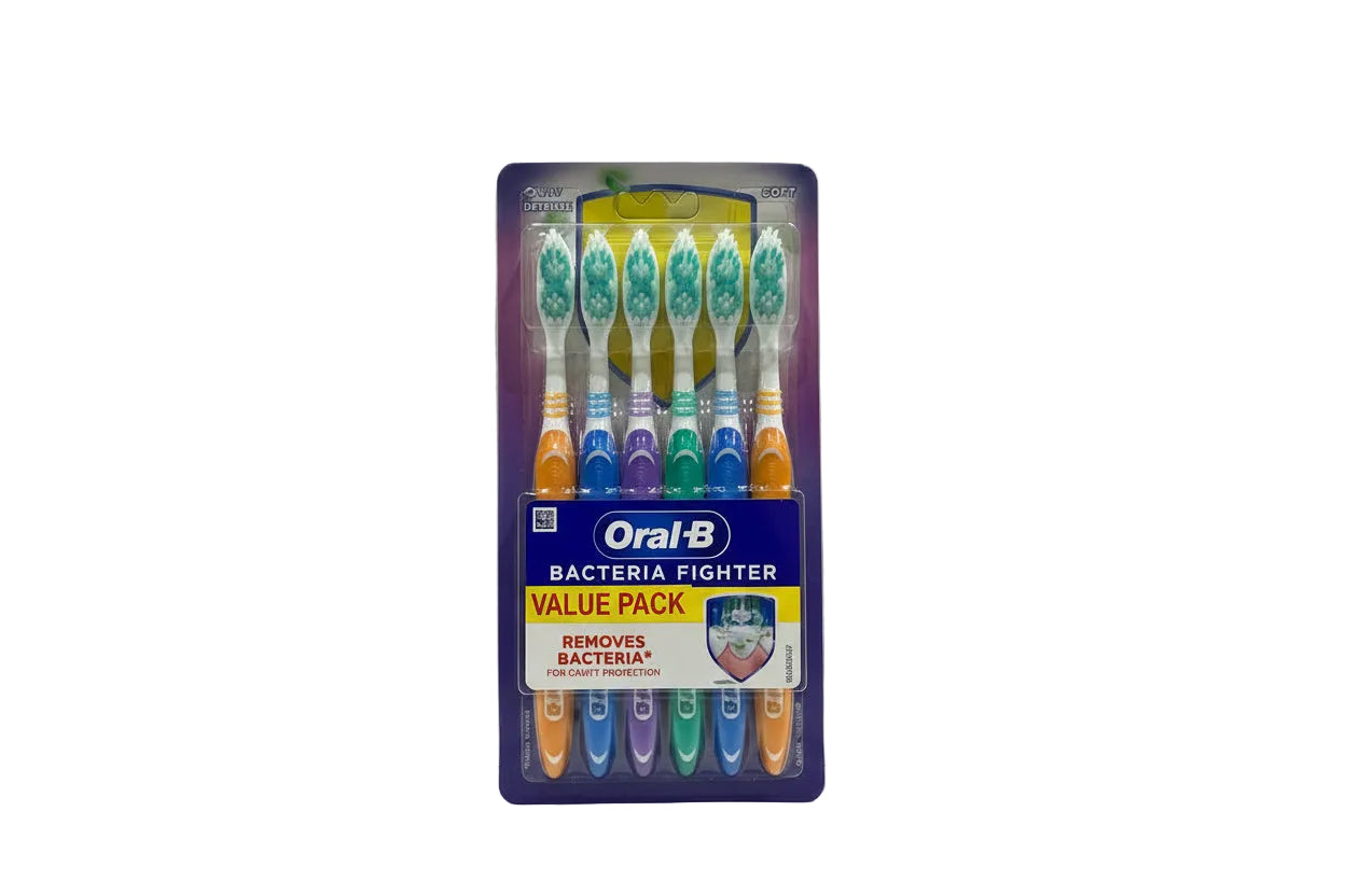 Oral-B Bacterial Fighter Toothbrush Value Pack 6pcs - Soft Bristles