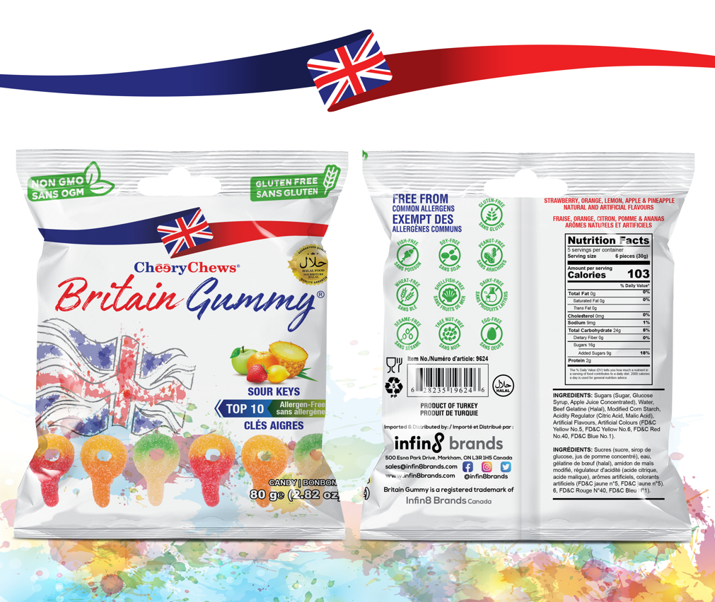 Britain Gummy Sour Keys 80g