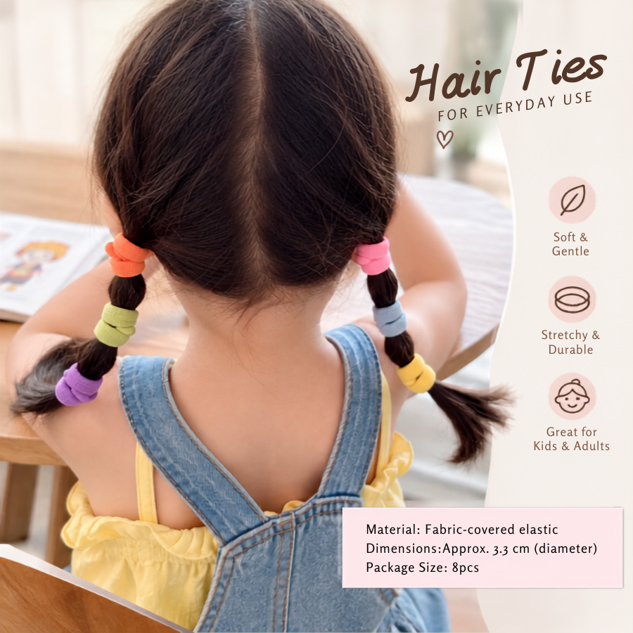 UNIQUAN  Color Hair Tie (8Pcs) (3 Colors)