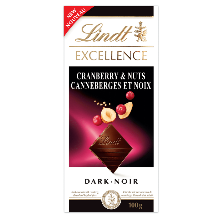 Lindt Excellence Cranberry & Nuts Dark Chocolate Bar 100g
