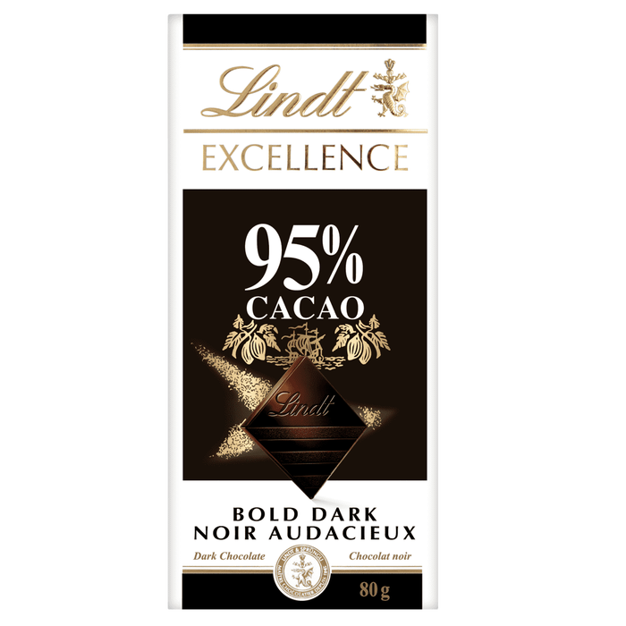 Lindt Excellence 95% Cacao Bold Dark Chocolate Bar 80g
