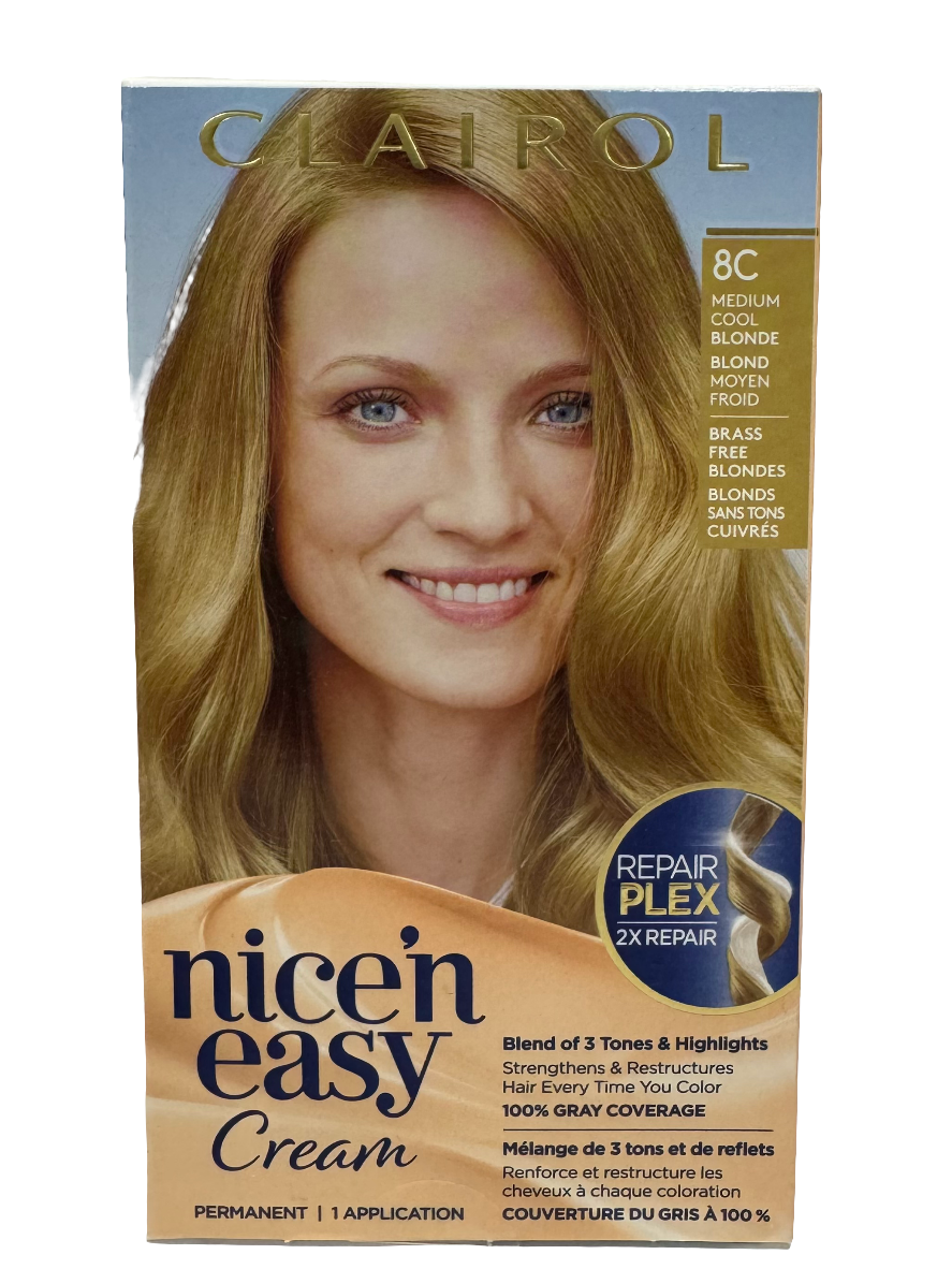 Clairol Nice'n Easy Cream Repair Plex Hair Colour, 8C Medium Cool Blonde