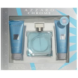 Azzaro Chrome 3pc Set 100ml EDT Men (w/ Hair & Body Shampoo)