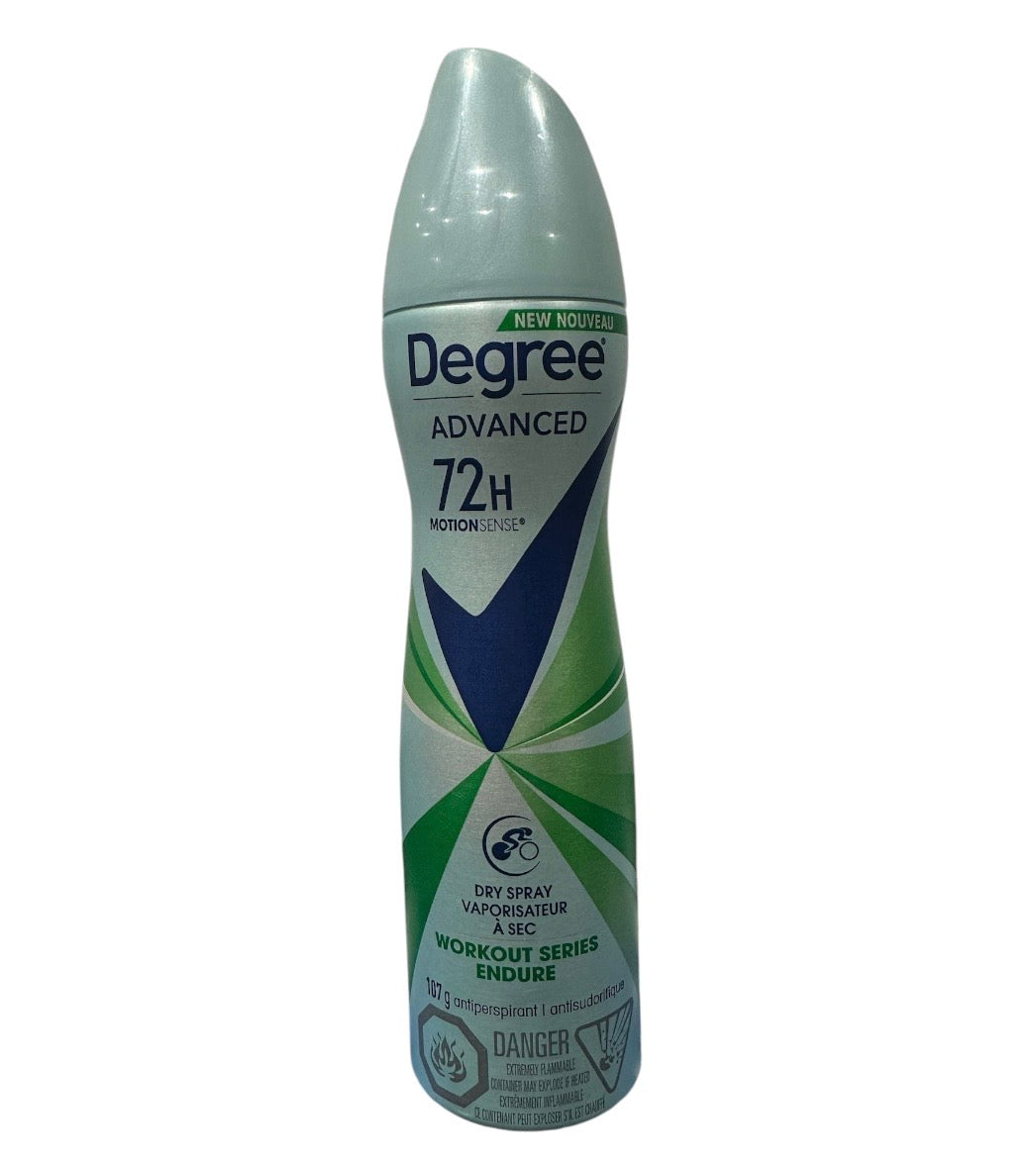 Degree Advanced 72H Motion Sense Dry Spray Workout Series Endure Antiperspirant 107g