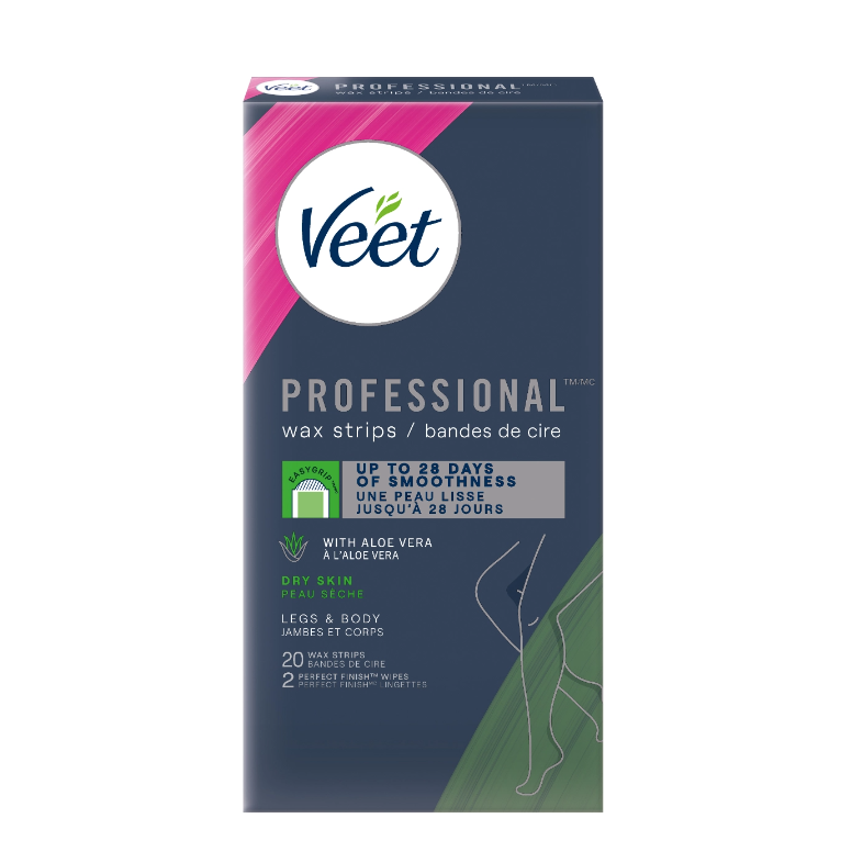 Veet Professional Wax Strips with Aloe Vera for Dry Skin, 20 ct