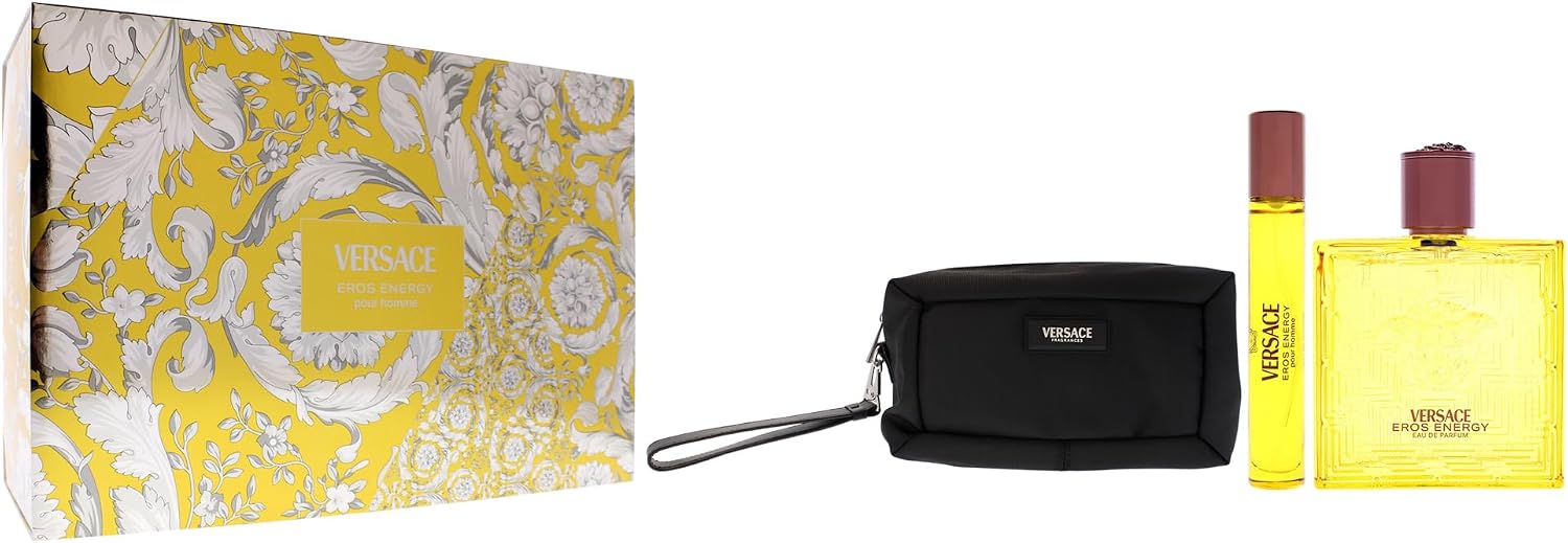 Versace Eros Energy 3pc Set 100ml Edp Men (w/ Black Trousse)