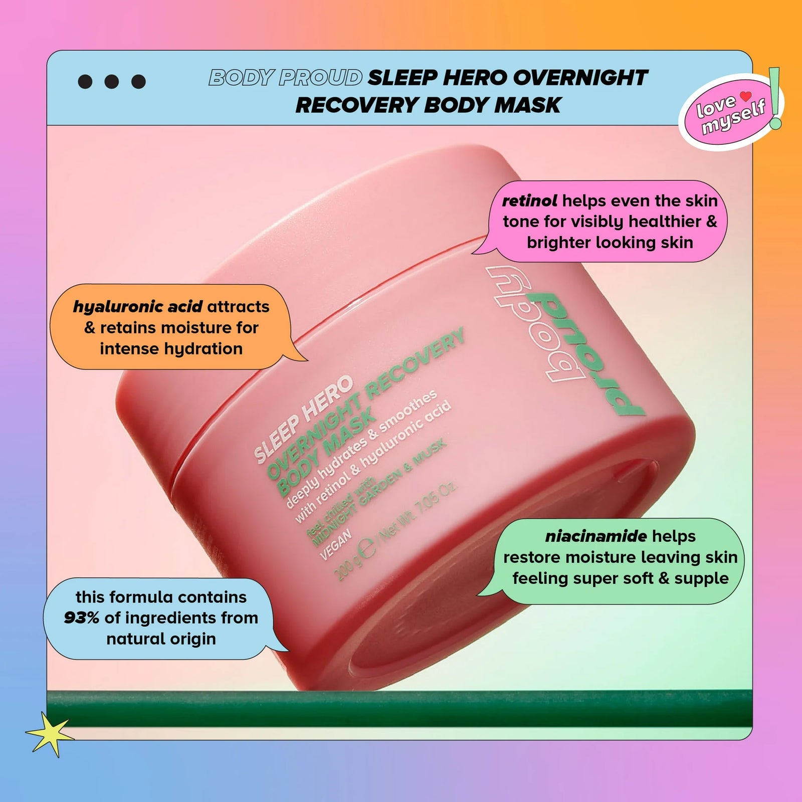 Lottie Body Proud Sleep Hero Overnight Recovery Body Mask 200g