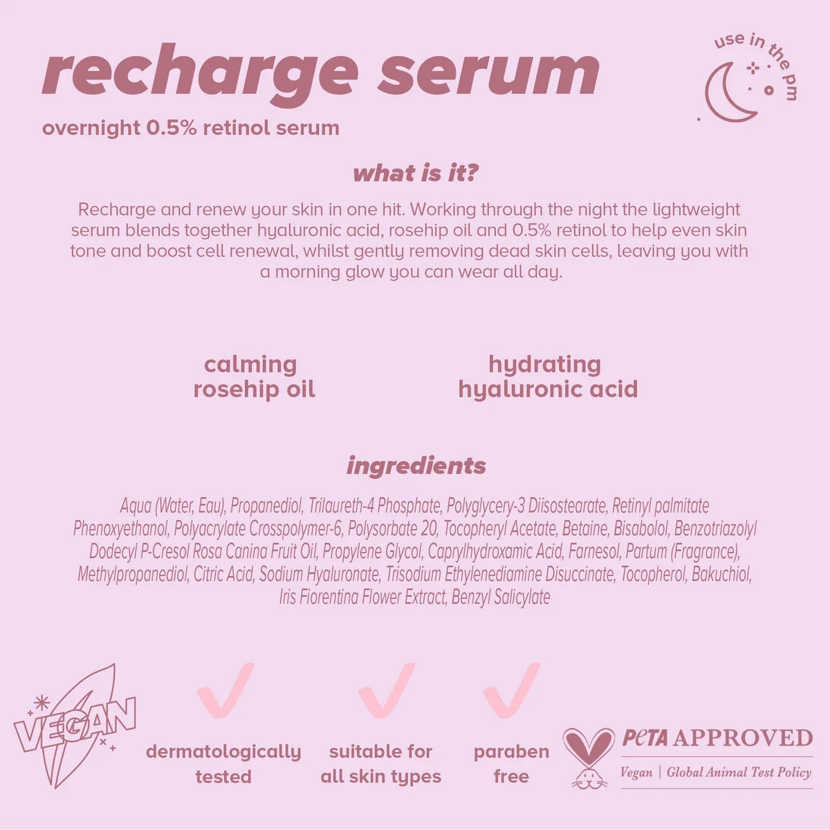 Lottie Skin Proud Recharge Serum Overnight 0.5% Retinol Serum 25ml