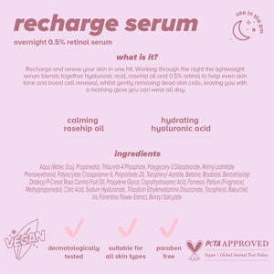 Lottie Skin Proud Recharge Serum Overnight 0.5% Retinol Serum 25ml