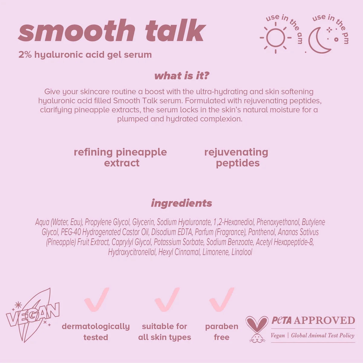Lottie Skin Proud Smooth Talk 2% Hyaluronic Acid Serum 25ml