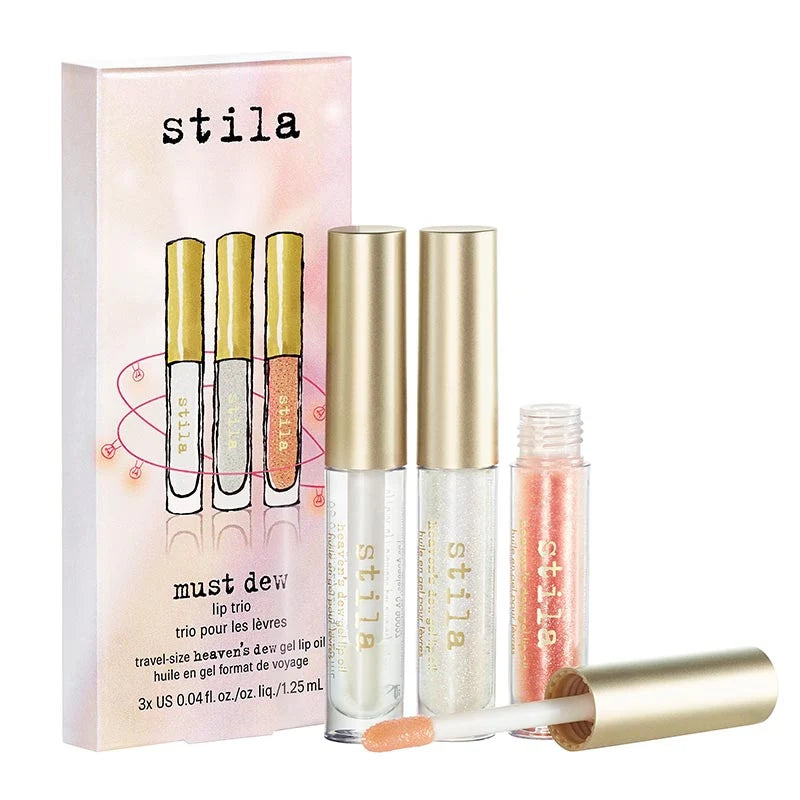 Stila Must Dew lip Trio Travel-Size Heavens's Dew Gel Lip Oil 3 X 1.25ml