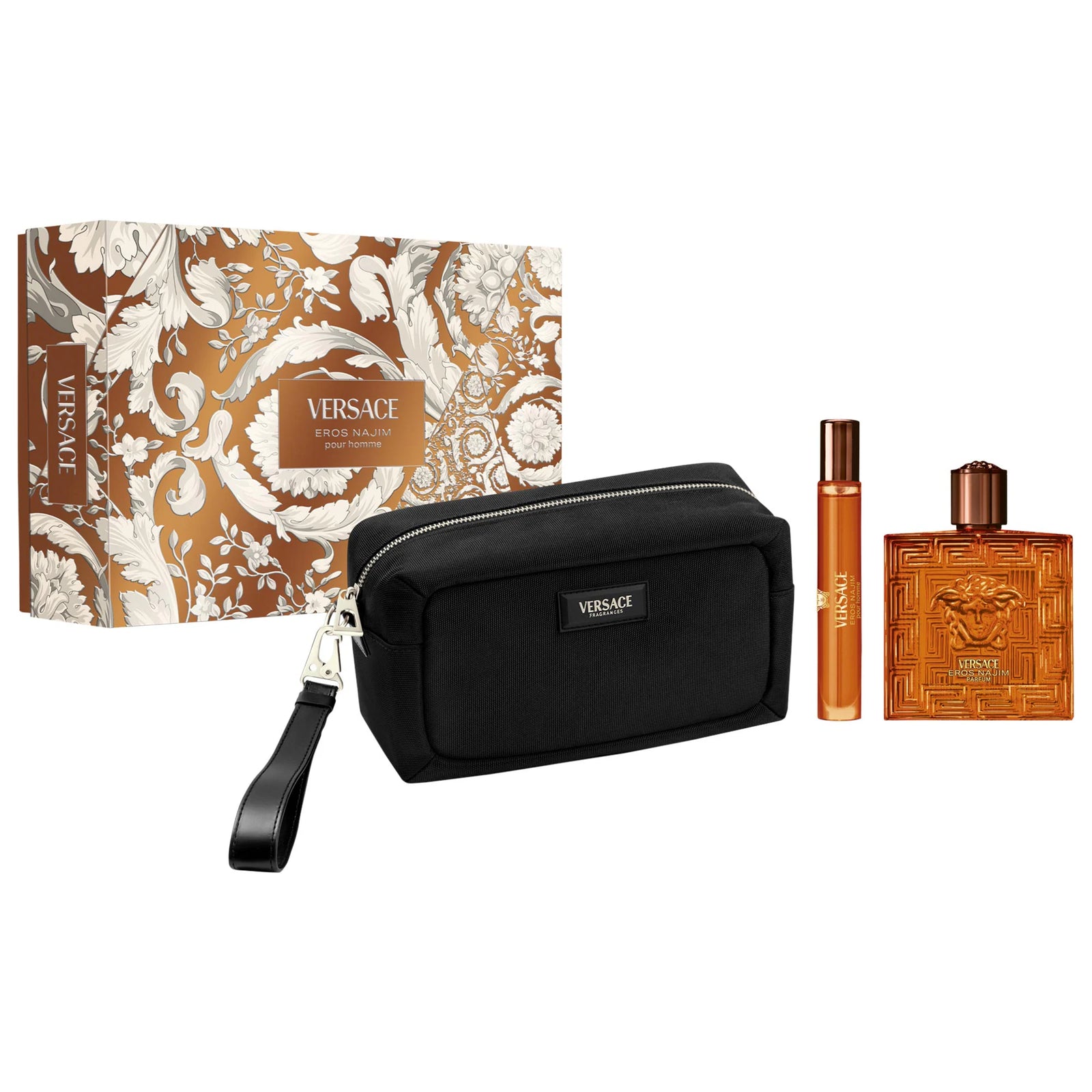 Versace Eros Najim 3pc Set Parfum Men (w/ Black Trousse)
