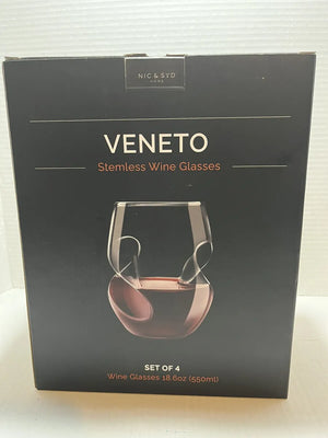 Nic & Syd Veneto Stemless Wine Glasses Set of 4 18.6oz (550mL)