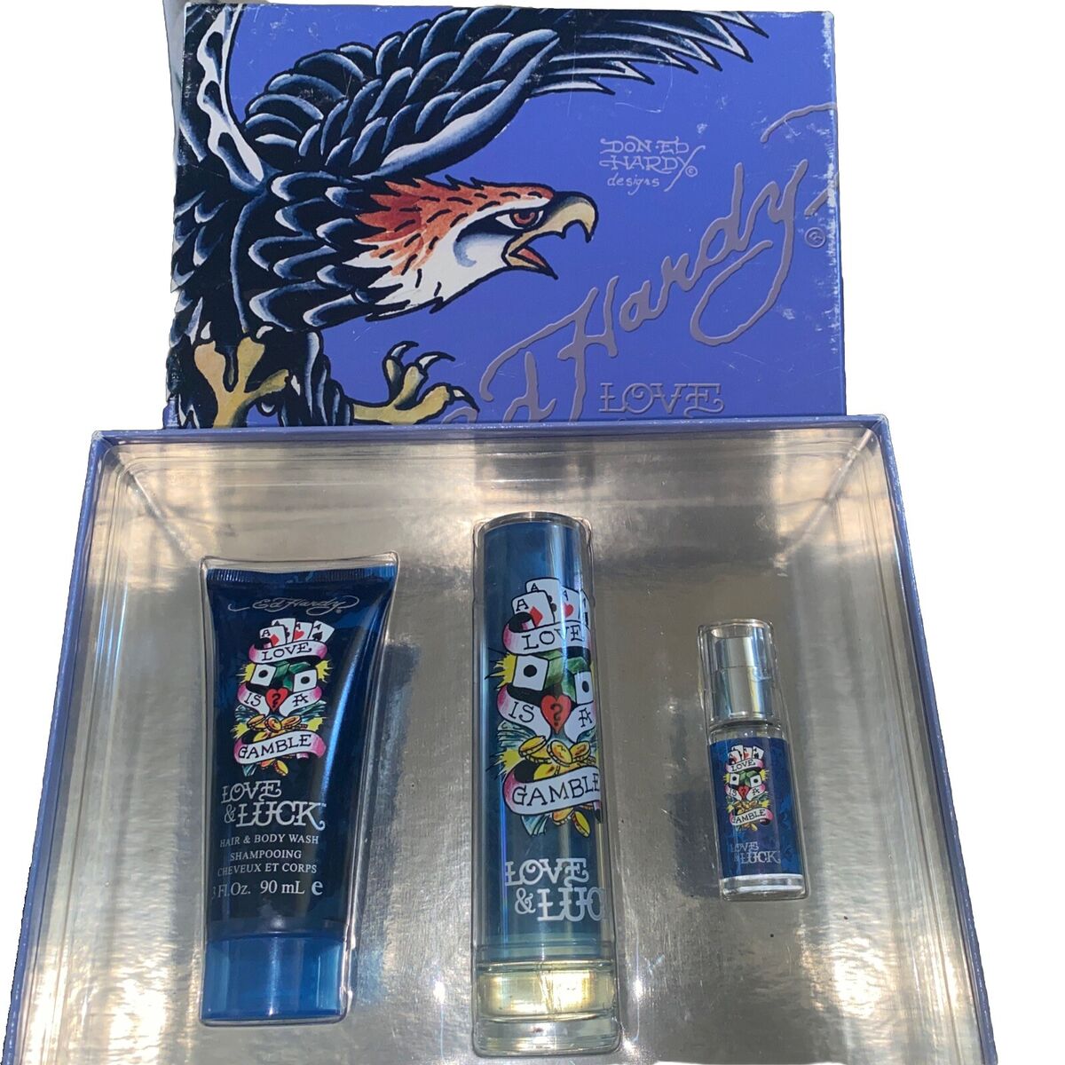 Ed Hardy Love & Luck 3pc Set 50ml EDT (w/ 7.5ml Mini) Men