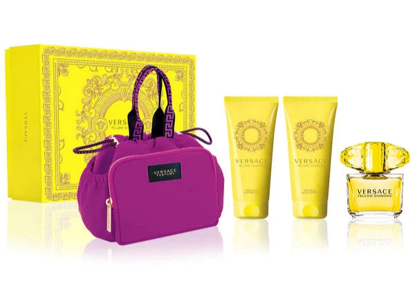 Versace Yellow Diamond 4pc Set 90ml EDT Women (with soft make up case)