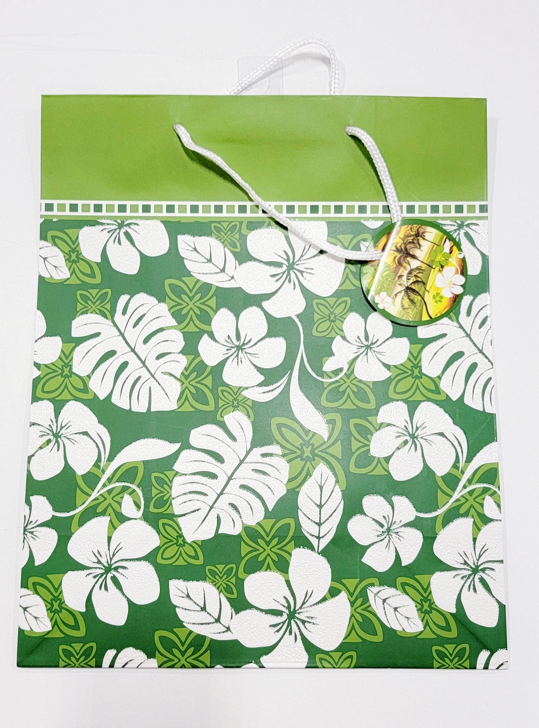 Aloha Gift Bag by Rosedale (Green/White Floral Bag)