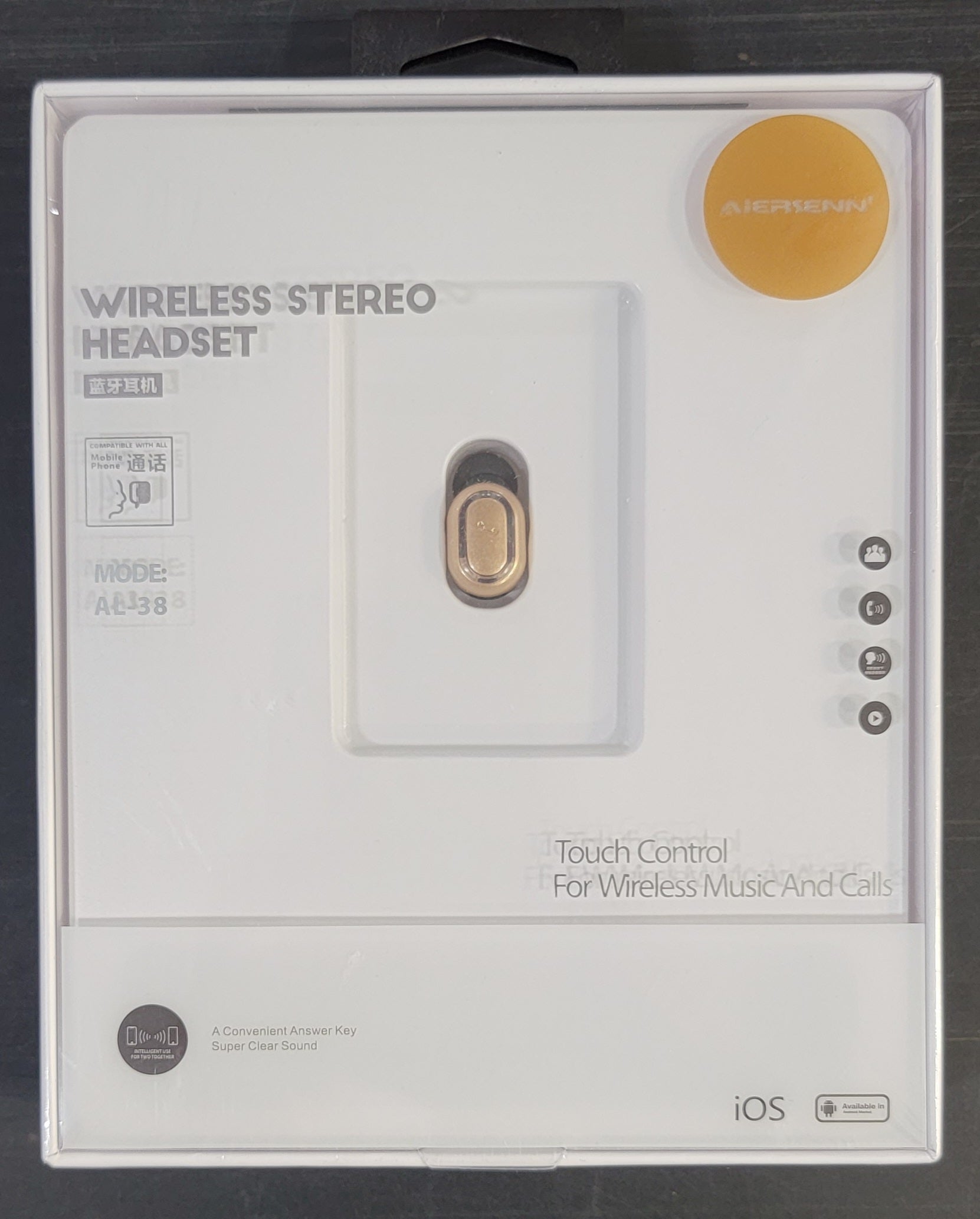 Aiersenn Wireless Stereo Headset for iOS (Gold)