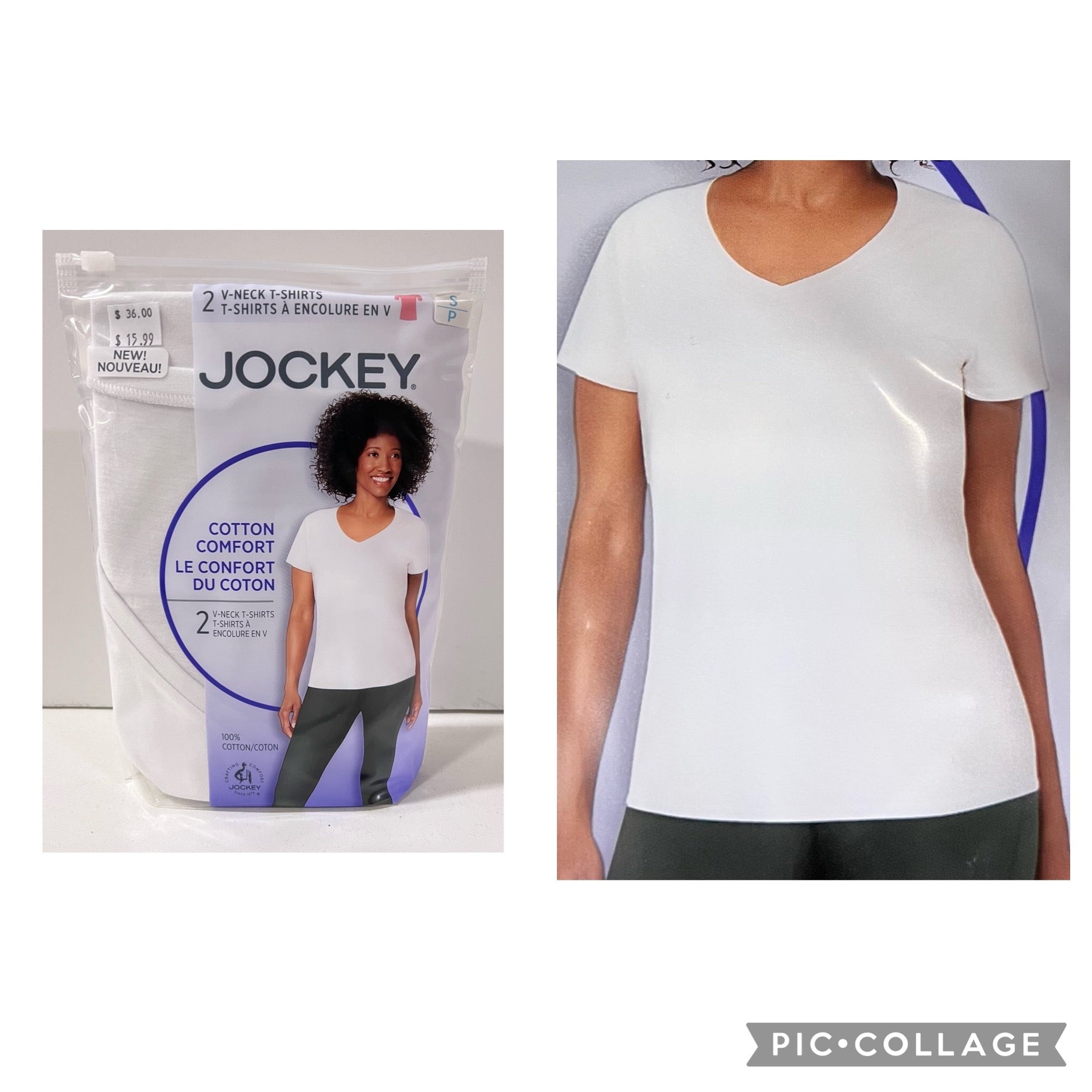 Jockey Cotton Comfort Women V-Neck T-Shirt (2pack)