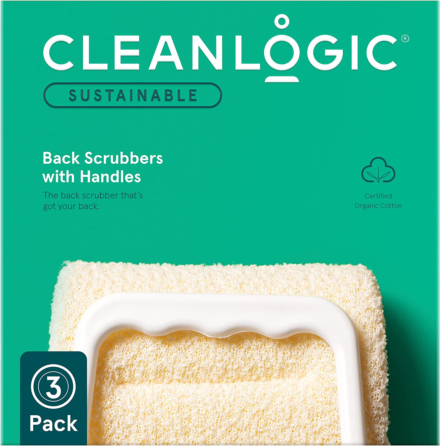 Cleanlogic Back Scrubbers with Handles Set of 3