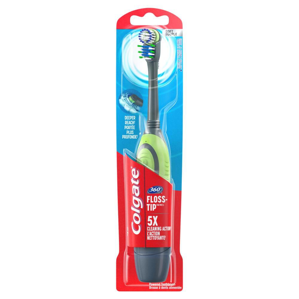 Colgate 360 Floss Tip 5x Cleaning Action Powered Toothbrush 1pc (Assorted Colors)