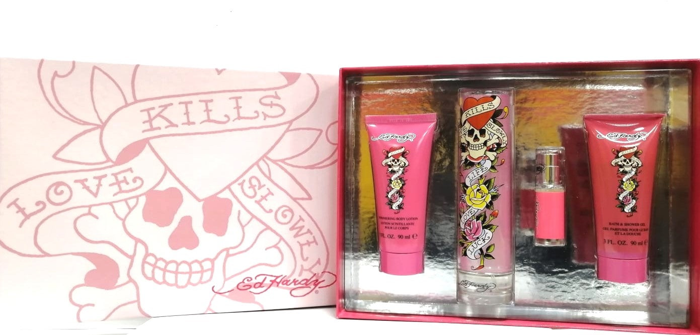 Ed Hardy Love Kills Slowly 4pc Set 100ml EDP Women