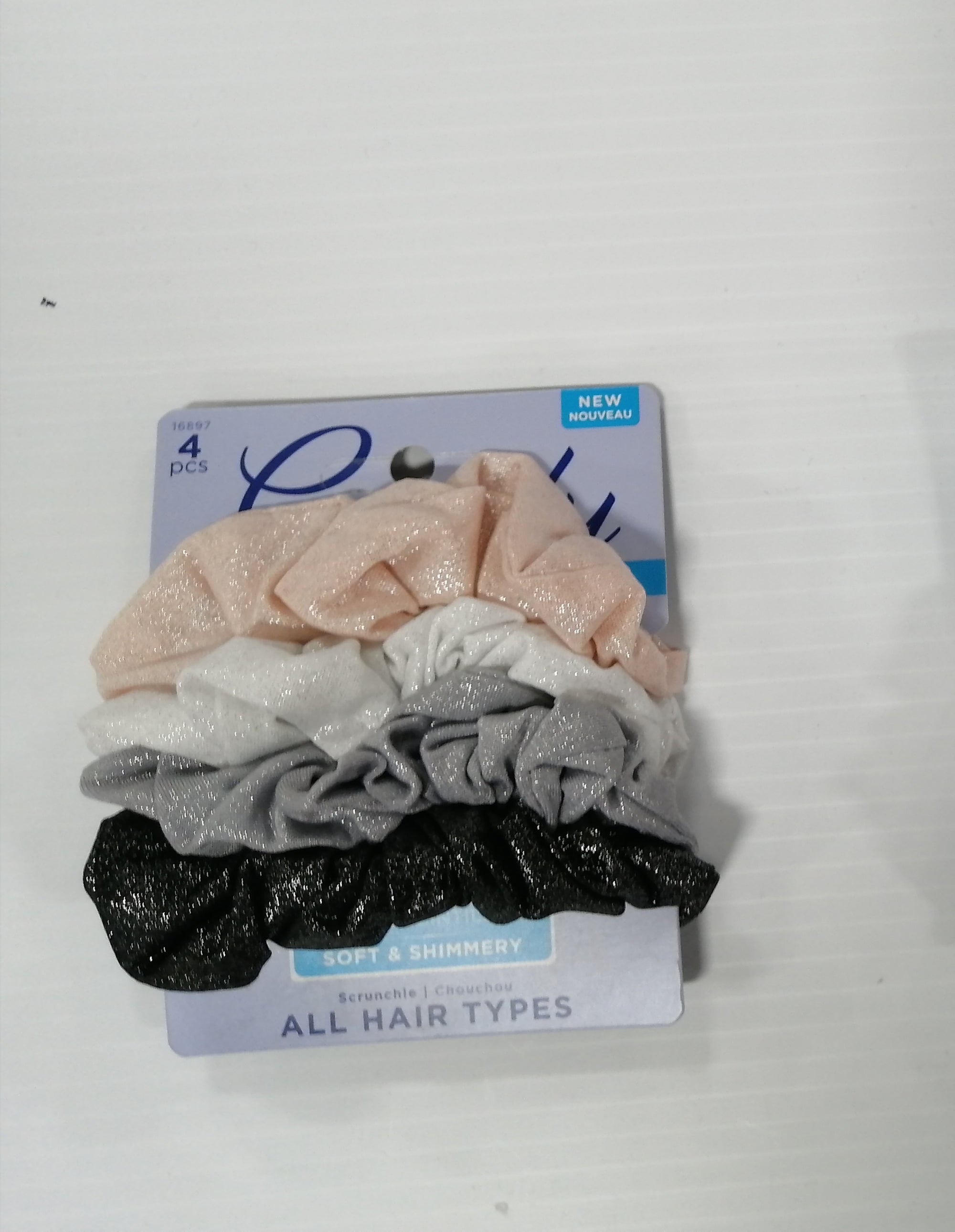 Goody Ouchless Scrunchie 4pcs (Peach/White/Silver/Black)