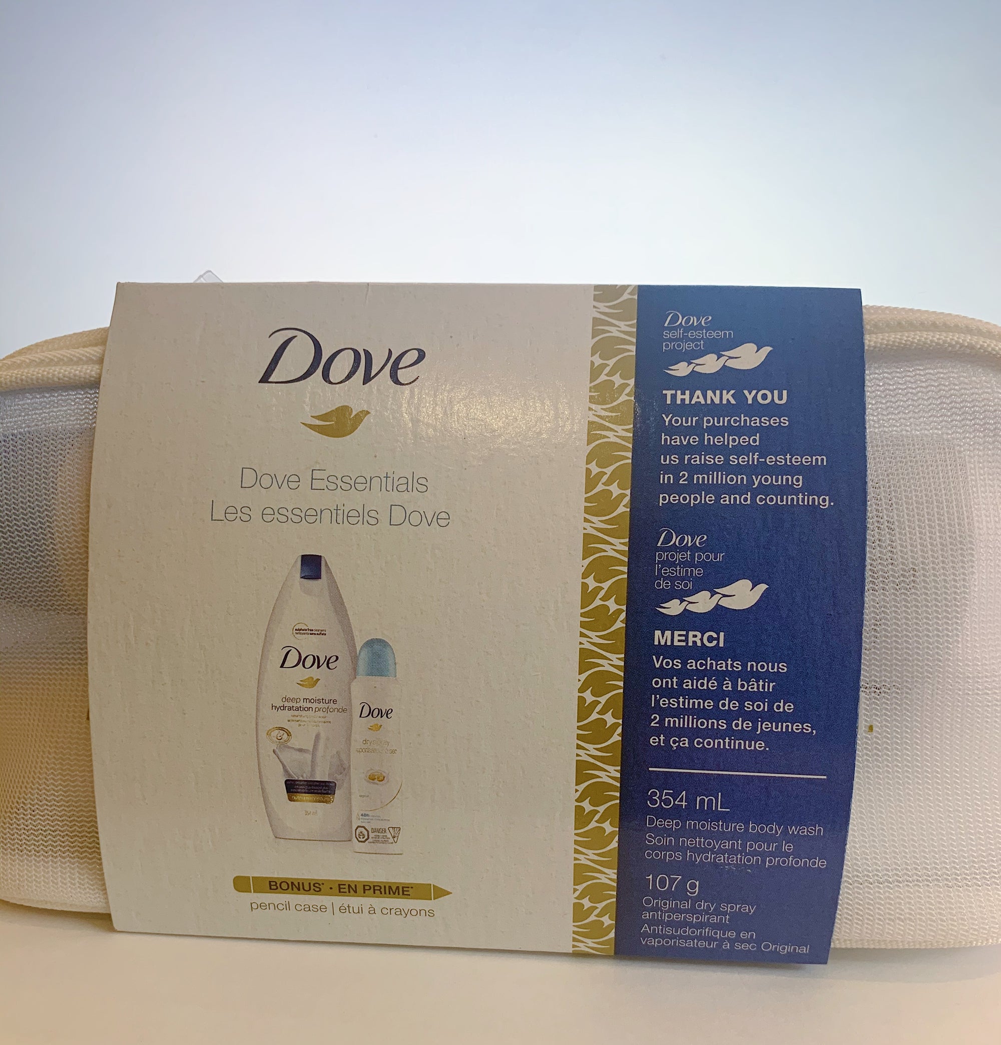Dove Essentials Kit plus BONUS Pouch included!