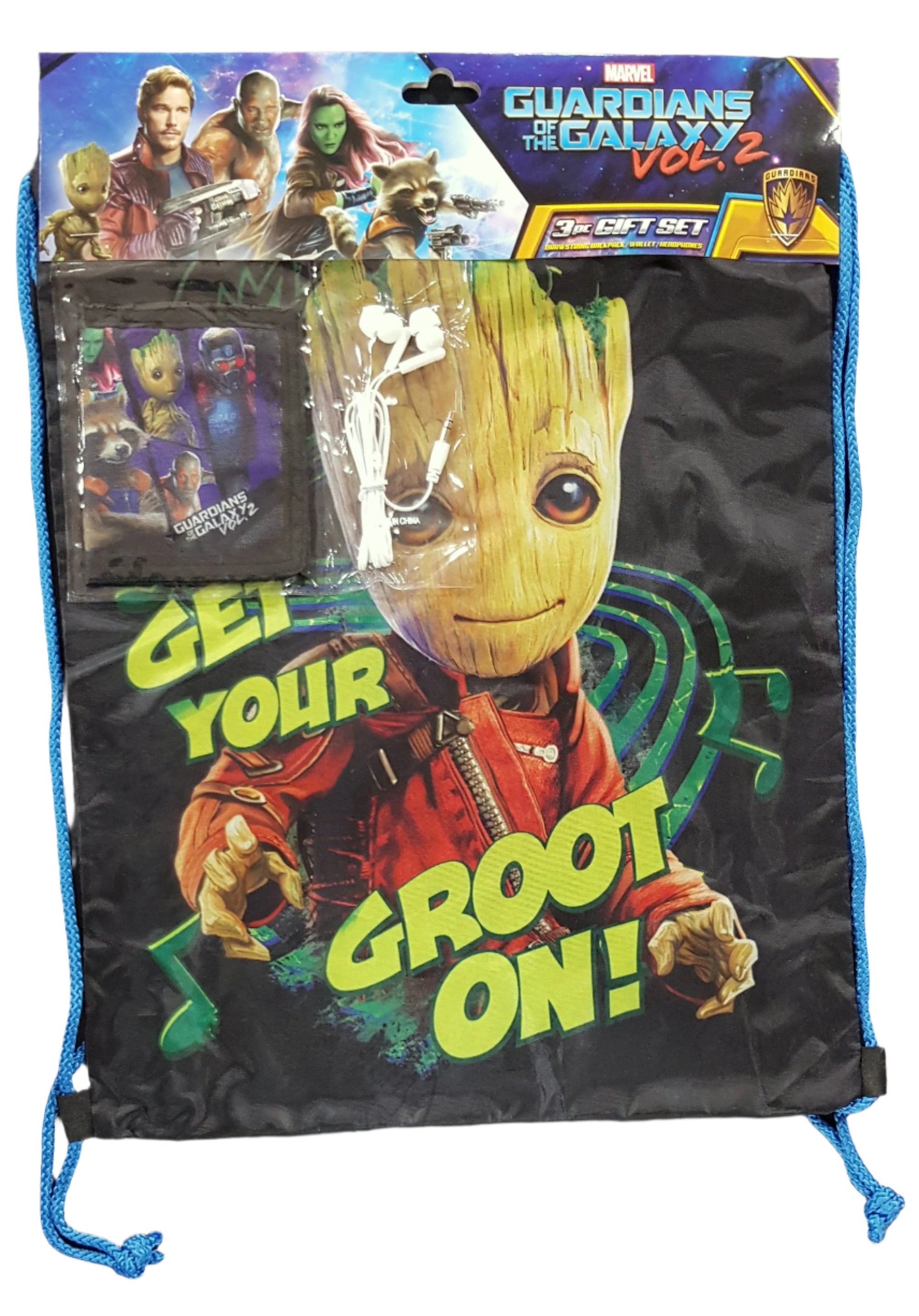 Marvel Guardians of the Galaxy Vol. 2 Drawstring Bag + Wallet + Earbuds Gift Set