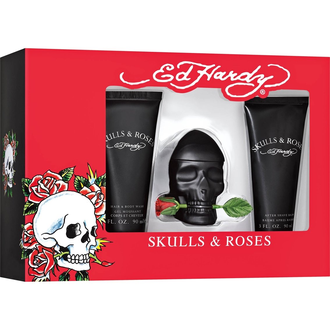 Ed Hardy Skulls & Roses 75ml EDT 3pc Set Men