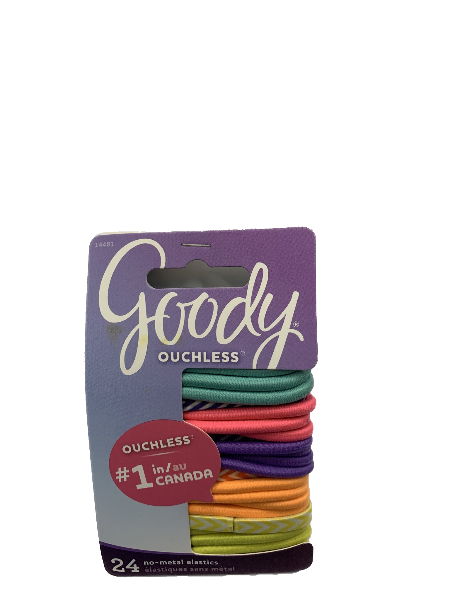 Goody Ouchless No-Metal Elastics Hair Ties 24pcs (Green/Pink/Purple/Orange/Yellow)