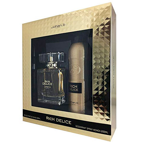 Johan B. Rich Delice 2pc Set 85ml EDP + 200ml Deodorant Spray Women
