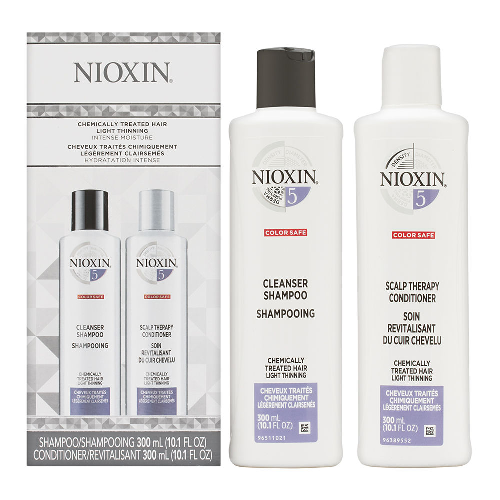 Nioxin System 5 Duo Cleanser Shampoo + Scalp Therapy Conditioner Chemically Treated Hair 2 x 300ml